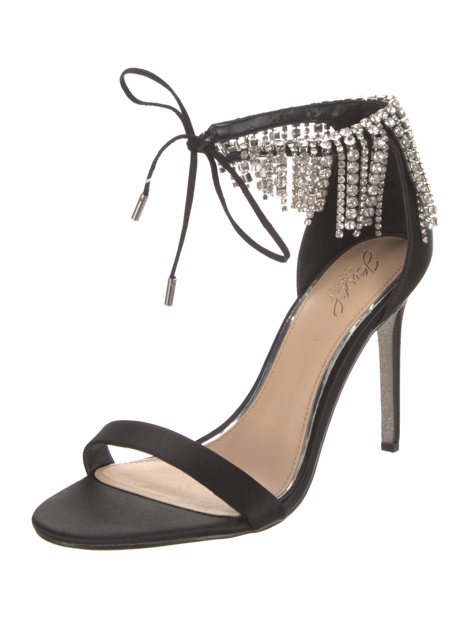 Badgley Mischka Satin Crystal Embellishments Sandals