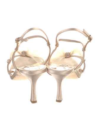Badgley Mischka Satin Animal Print Slingback Sandals