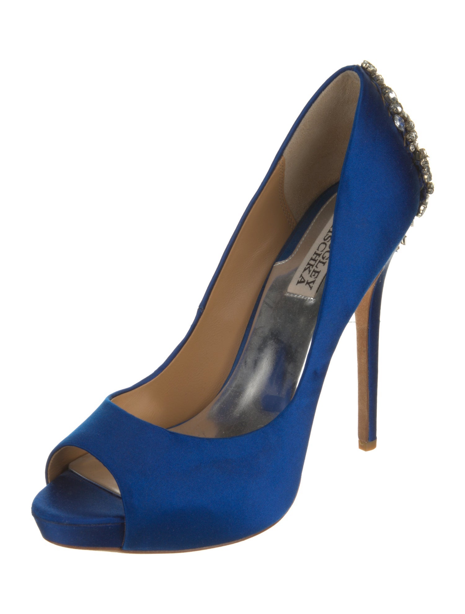 Badgley Mischka Satin Crystal Embellishments Pumps