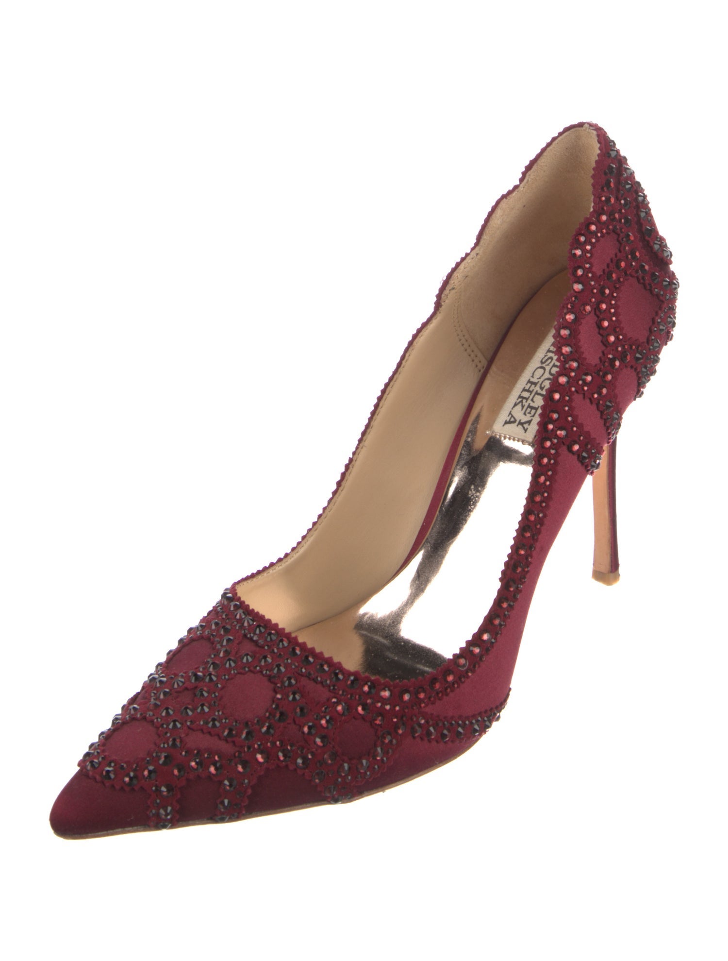 Badgley Mischka Satin Crystal Embellishments Pumps