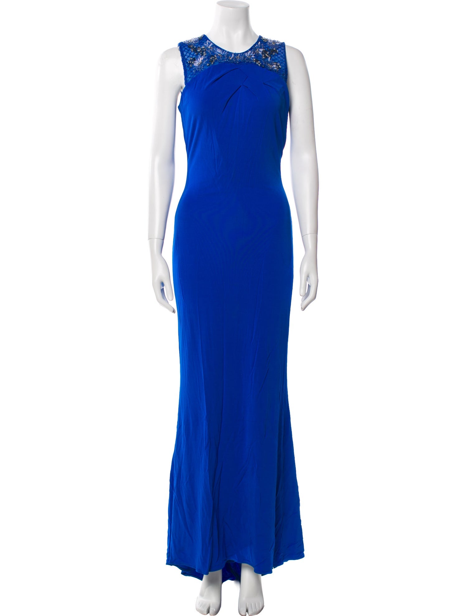 Badgley Mischka Crew Neck Long Dress