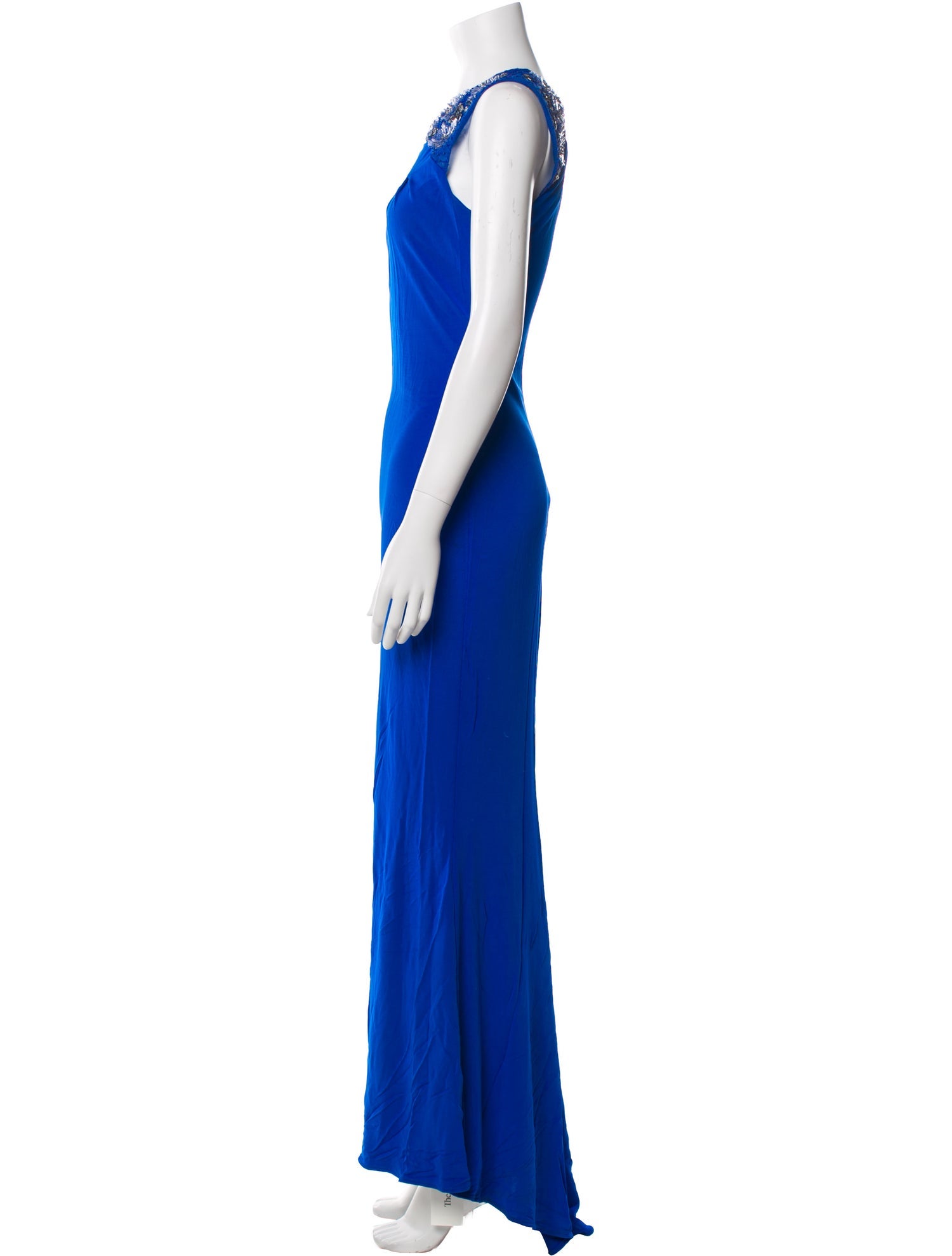 Badgley Mischka Crew Neck Long Dress