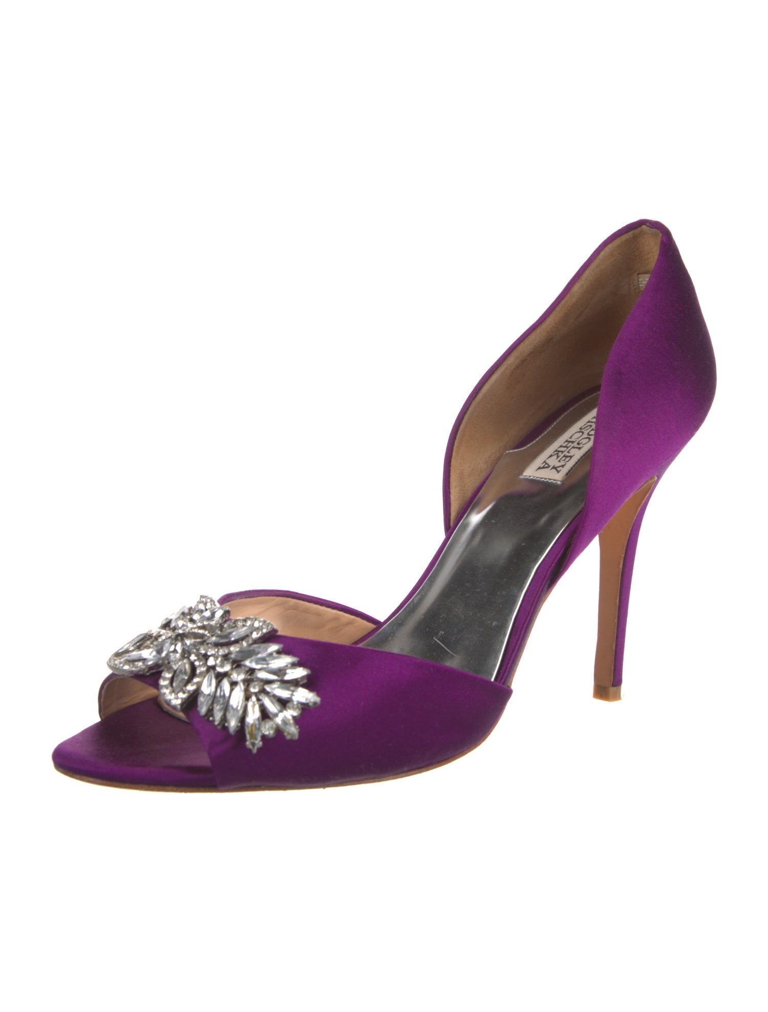 Badgley Mischka Satin Crystal Embellishments D'Orsay Pumps