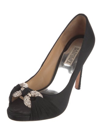Badgley Mischka Satin Crystal Embellishments Pumps