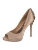Badgley Mischka Satin Crystal Embellishments Pumps