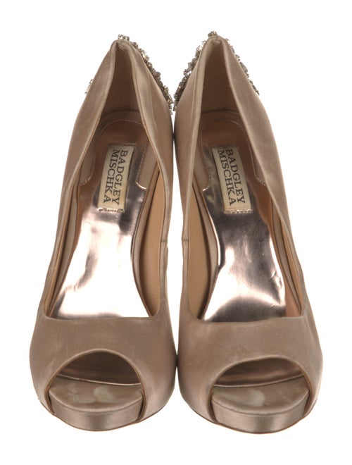 Badgley Mischka Satin Crystal Embellishments Pumps