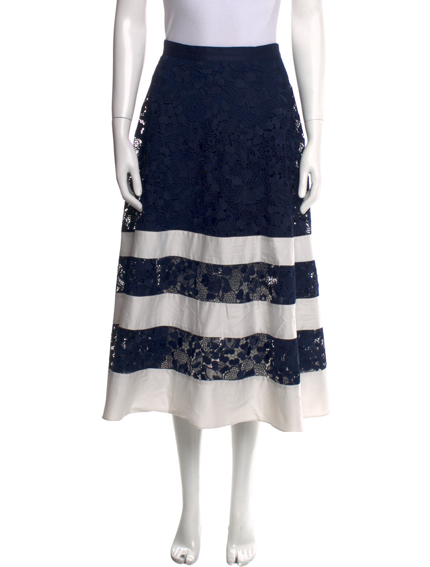 Badgley Mischka Striped Midi Length Skirt