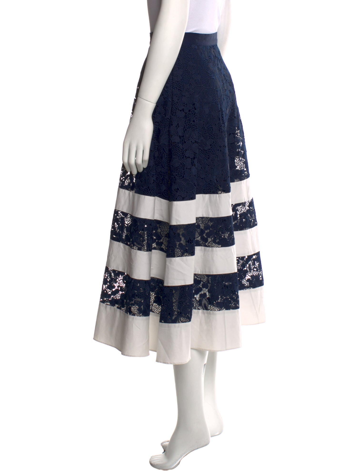 Badgley Mischka Striped Midi Length Skirt