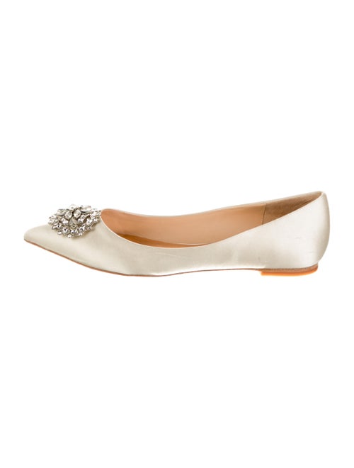 Badgley Mischka Satin Crystal Embellishments Flats