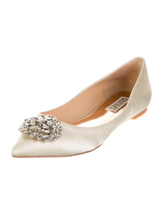 Badgley Mischka Satin Crystal Embellishments Flats