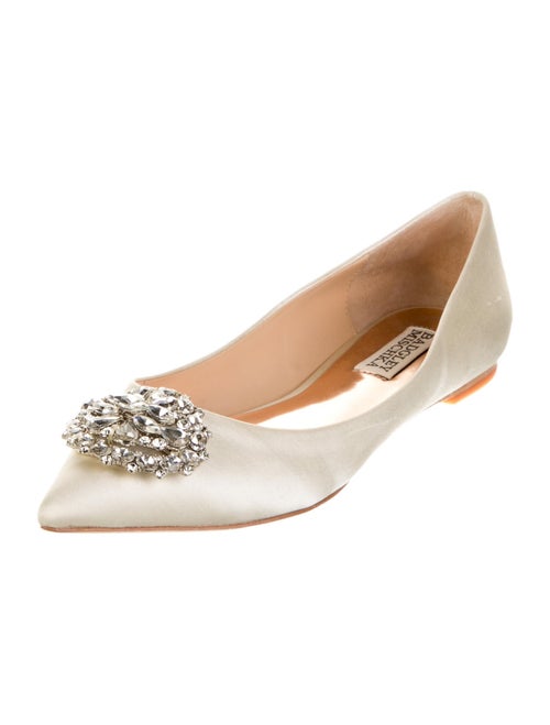 Badgley Mischka Satin Crystal Embellishments Flats