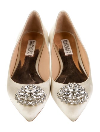 Badgley Mischka Satin Crystal Embellishments Flats