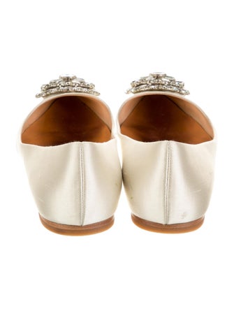 Badgley Mischka Satin Crystal Embellishments Flats