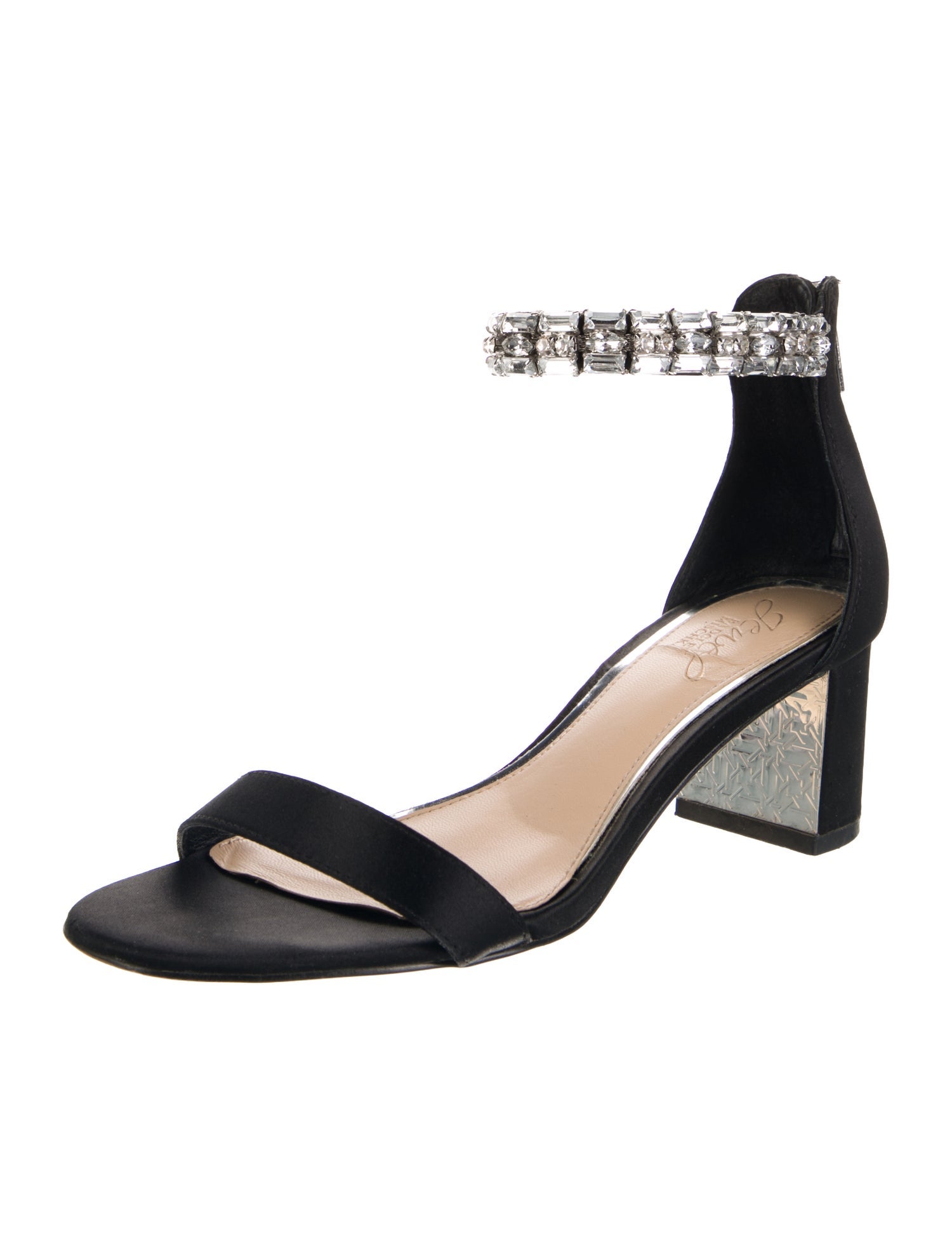 Badgley Mischka Satin Crystal Embellishments Sandals