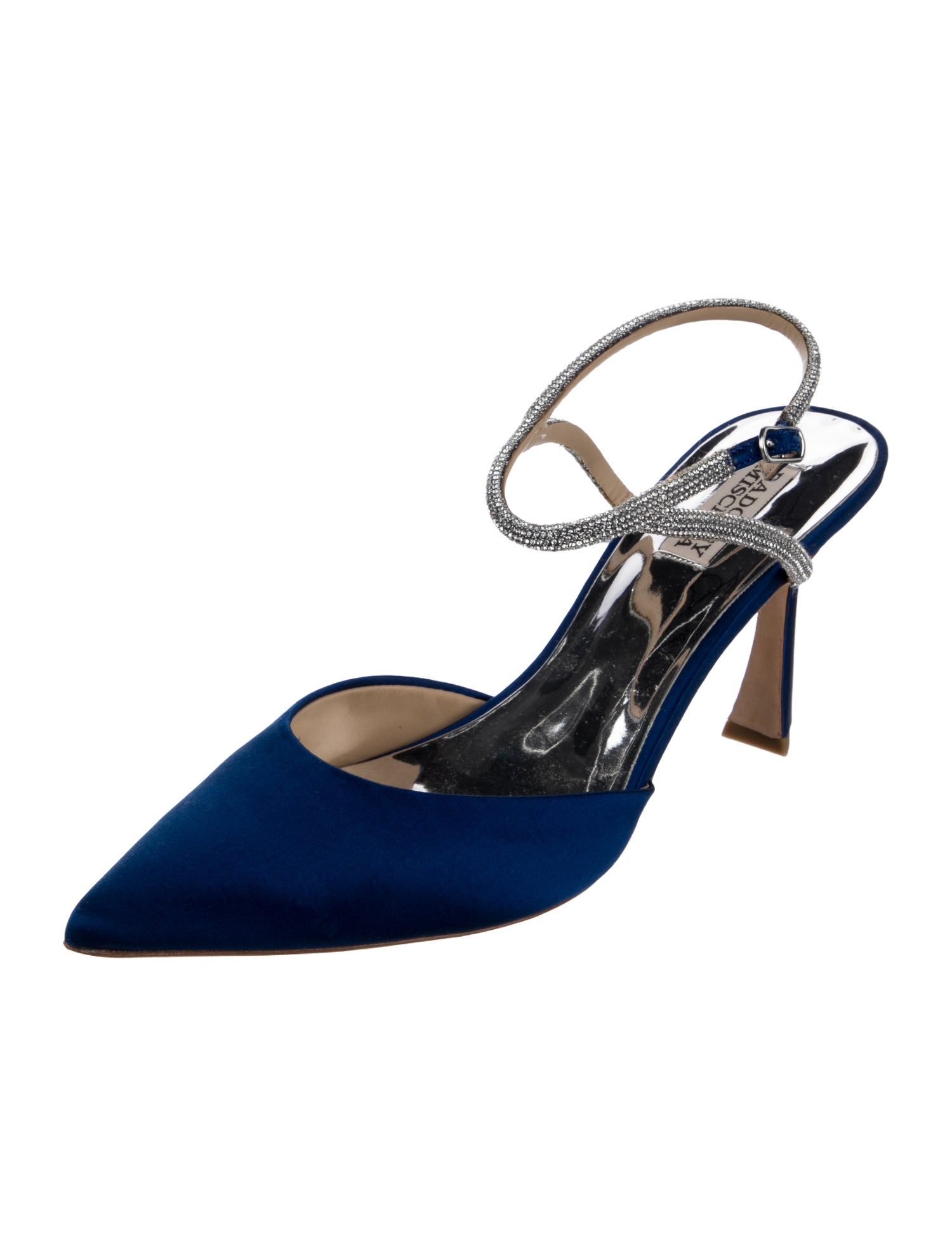 Badgley Mischka Satin Crystal Embellishments Slingback Flats