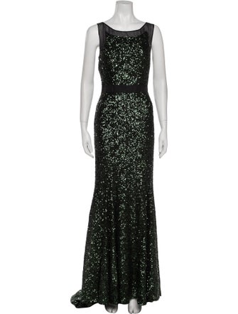 Badgley Mischka Scoop Neck Long Dress