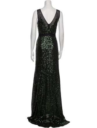 Badgley Mischka Scoop Neck Long Dress