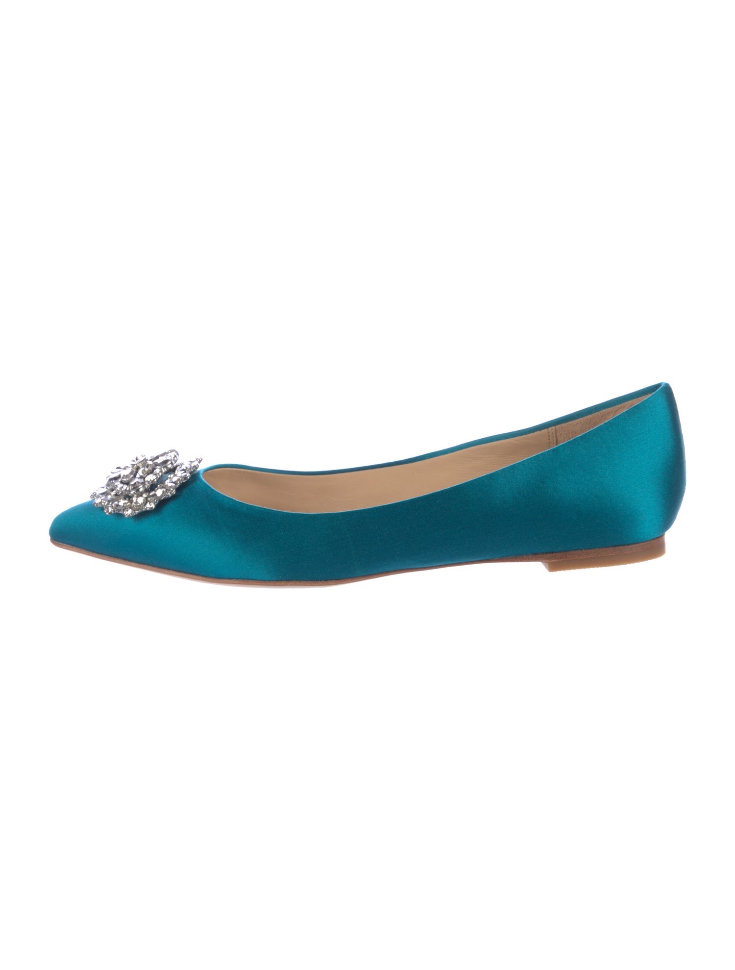 Badgley Mischka Satin Crystal Embellishments Flats