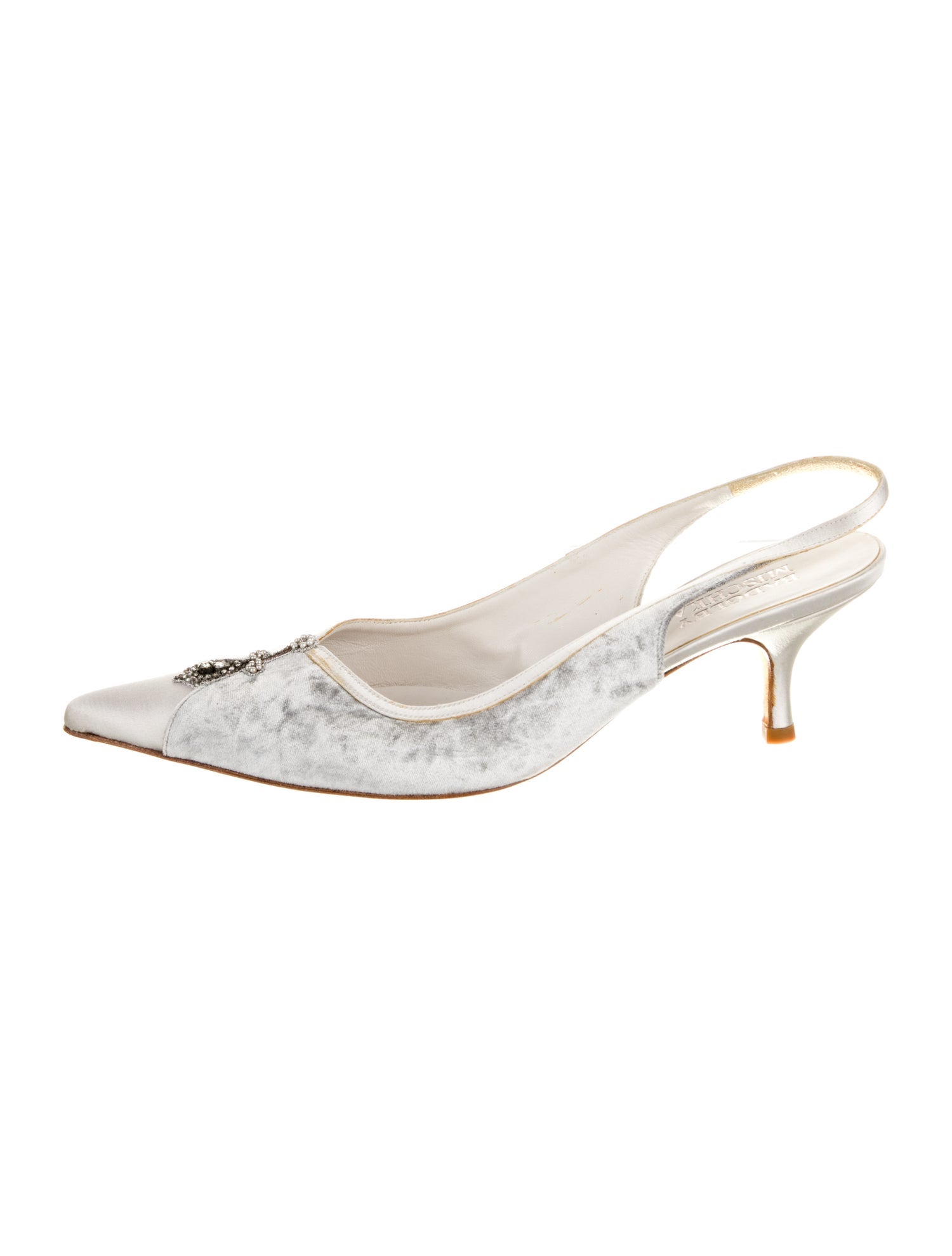 Badgley Mischka Velvet Crystal Embellishments Slingback Pumps