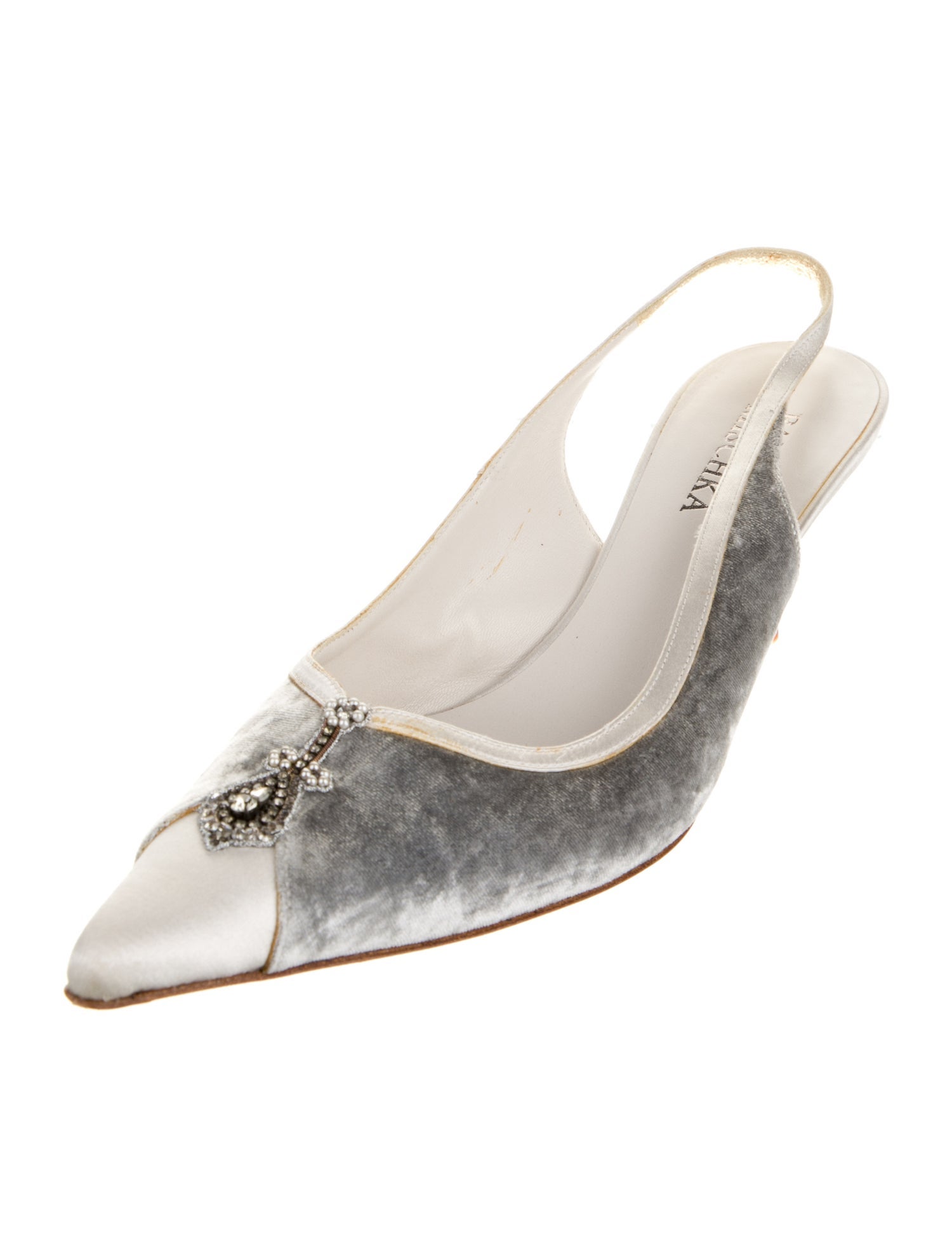 Badgley Mischka Velvet Crystal Embellishments Slingback Pumps