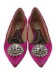 Badgley Mischka Satin Crystal Embellishments Ballet Flats