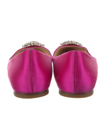 Badgley Mischka Satin Crystal Embellishments Ballet Flats