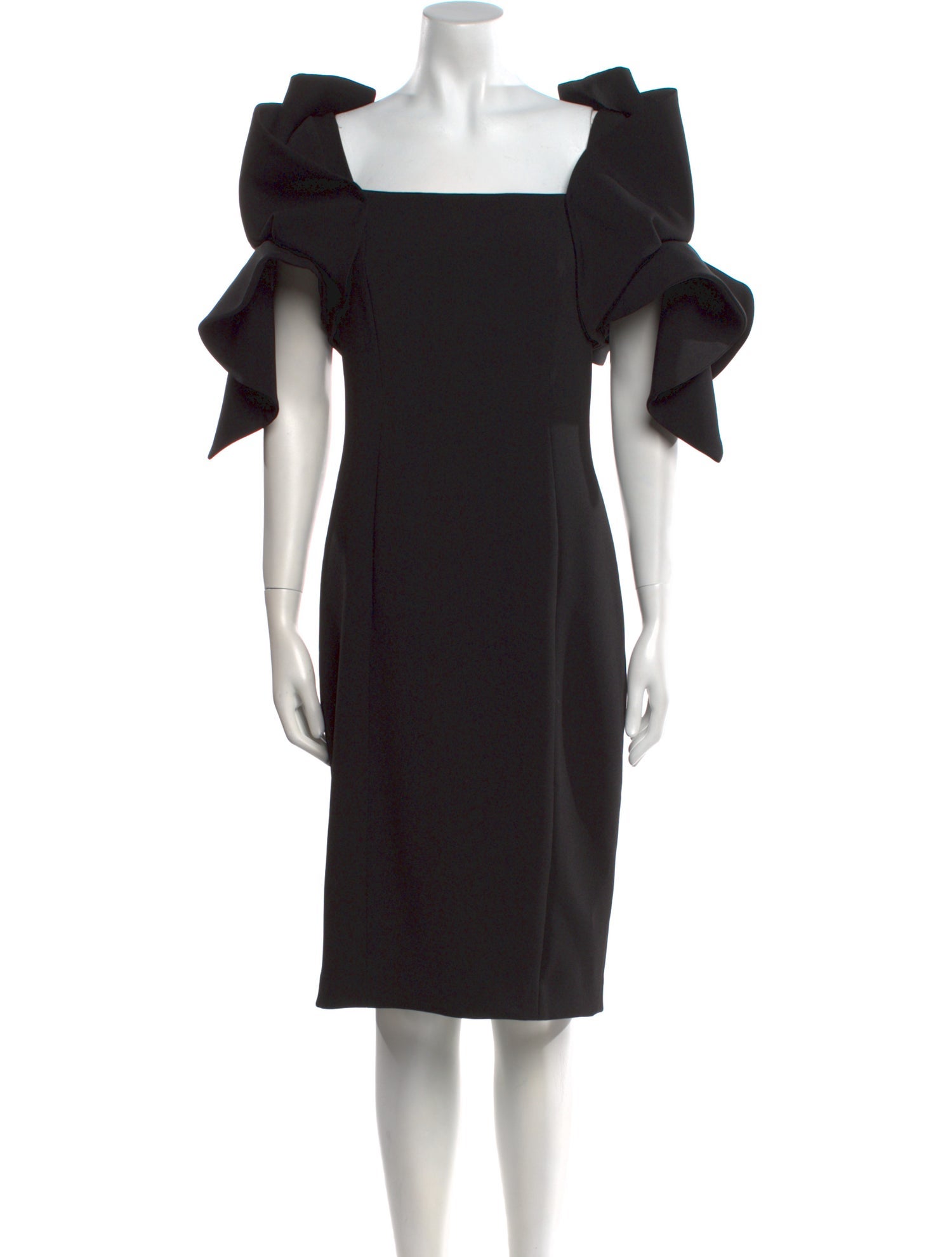 Badgley Mischka Square Neckline Knee-Length Dress