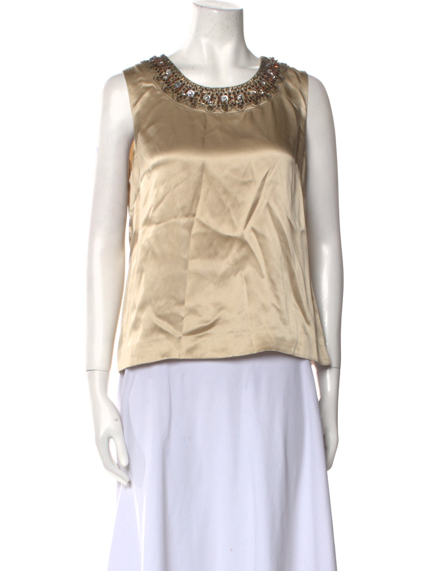 Badgley Mischka Silk Scoop Neck Top