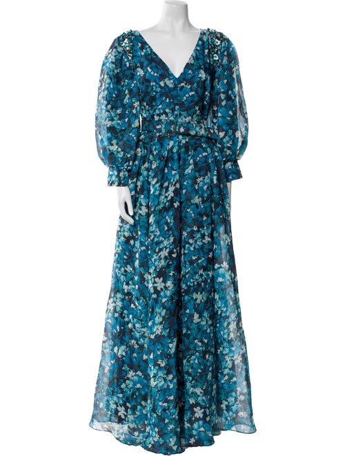 Badgley Mischka Floral Print Long Dress