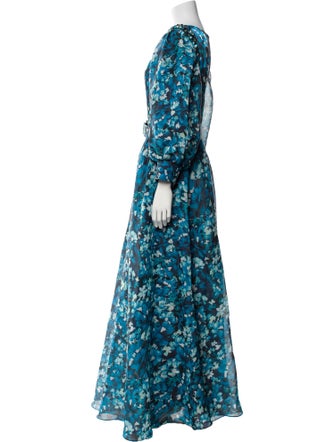 Badgley Mischka Floral Print Long Dress