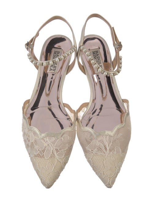 Badgley Mischka Faux Pearl Accents Mesh Flats