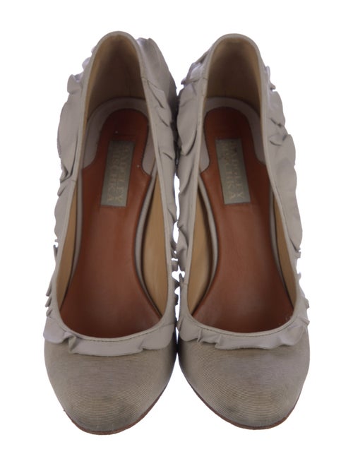 Badgley Mischka Canvas Ruffle Embellishment Pumps