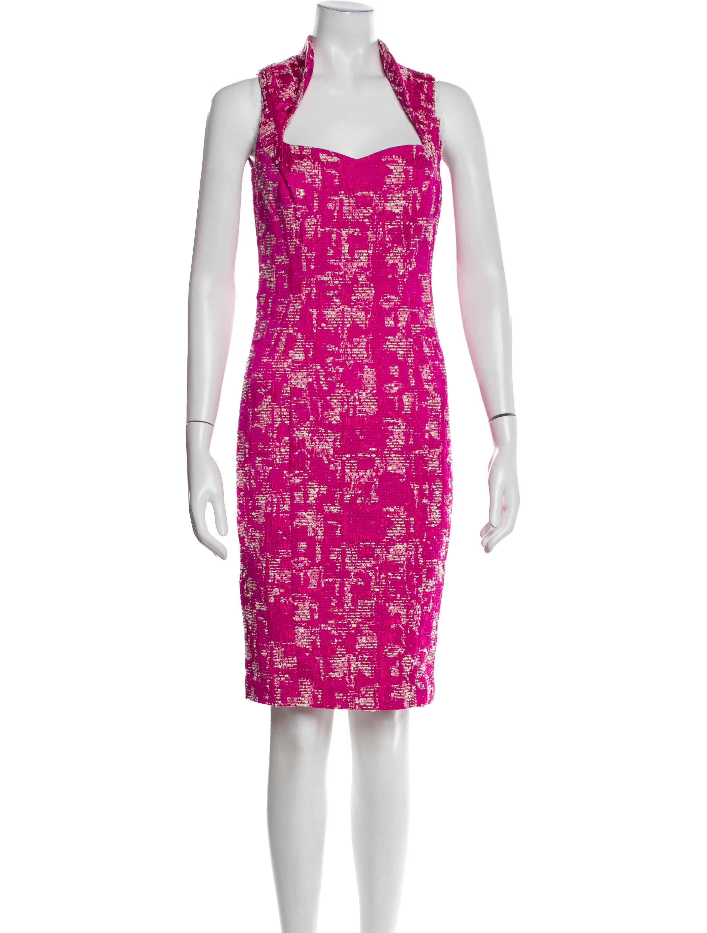 Badgley Mischka Square Neckline Midi Length Dress