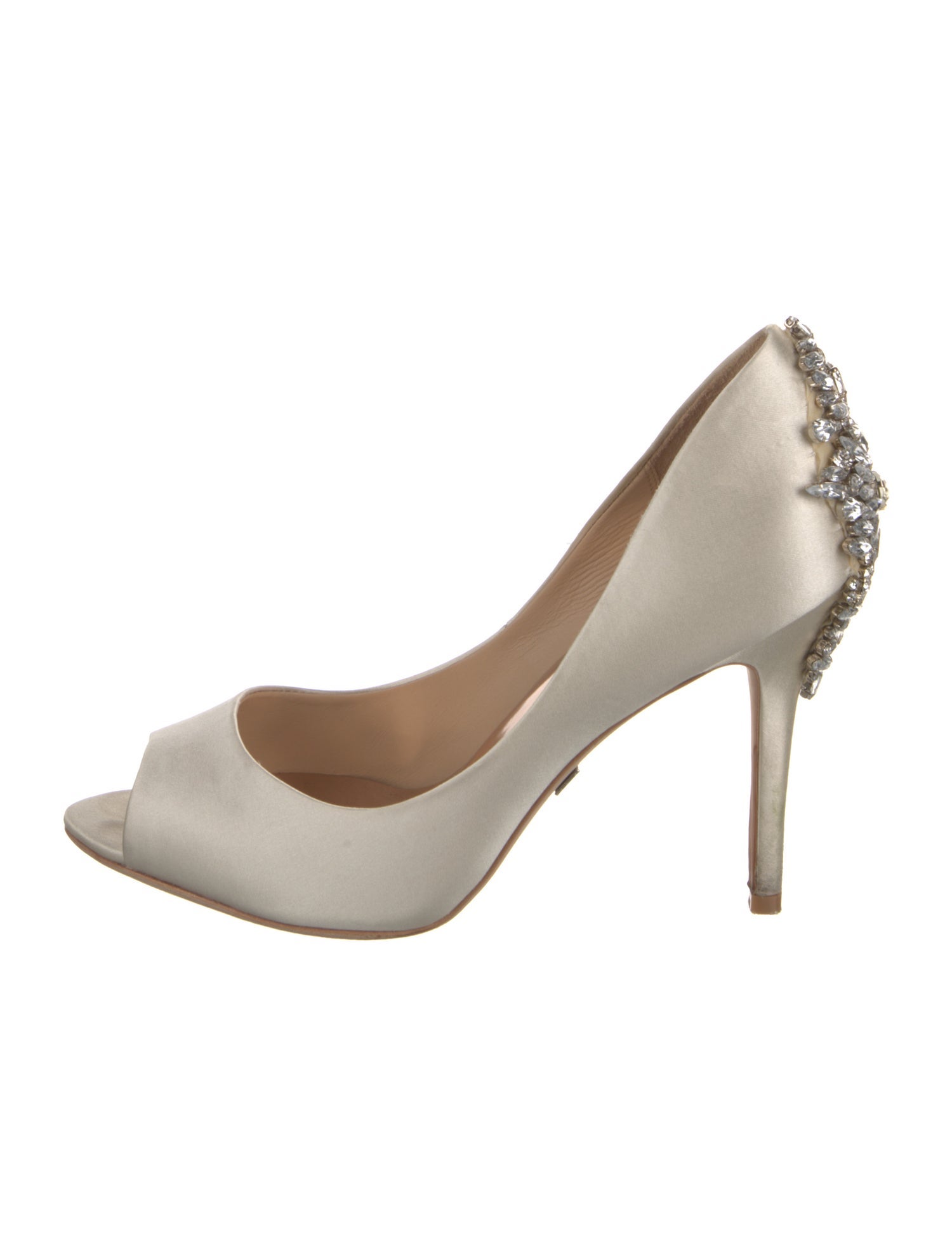 Badgley Mischka Satin Crystal Embellishments Pumps