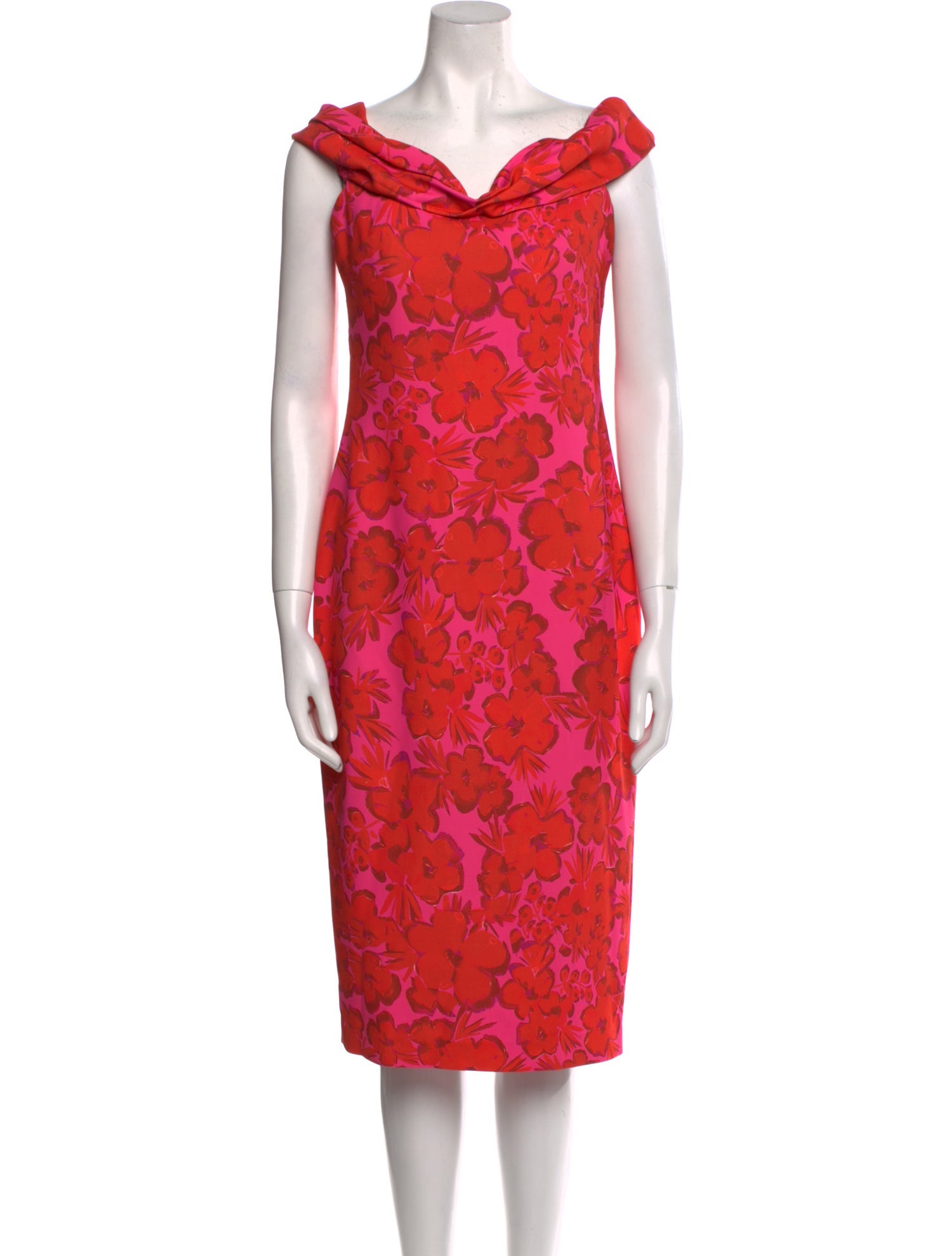 Badgley Mischka Floral Print Midi Length Dress