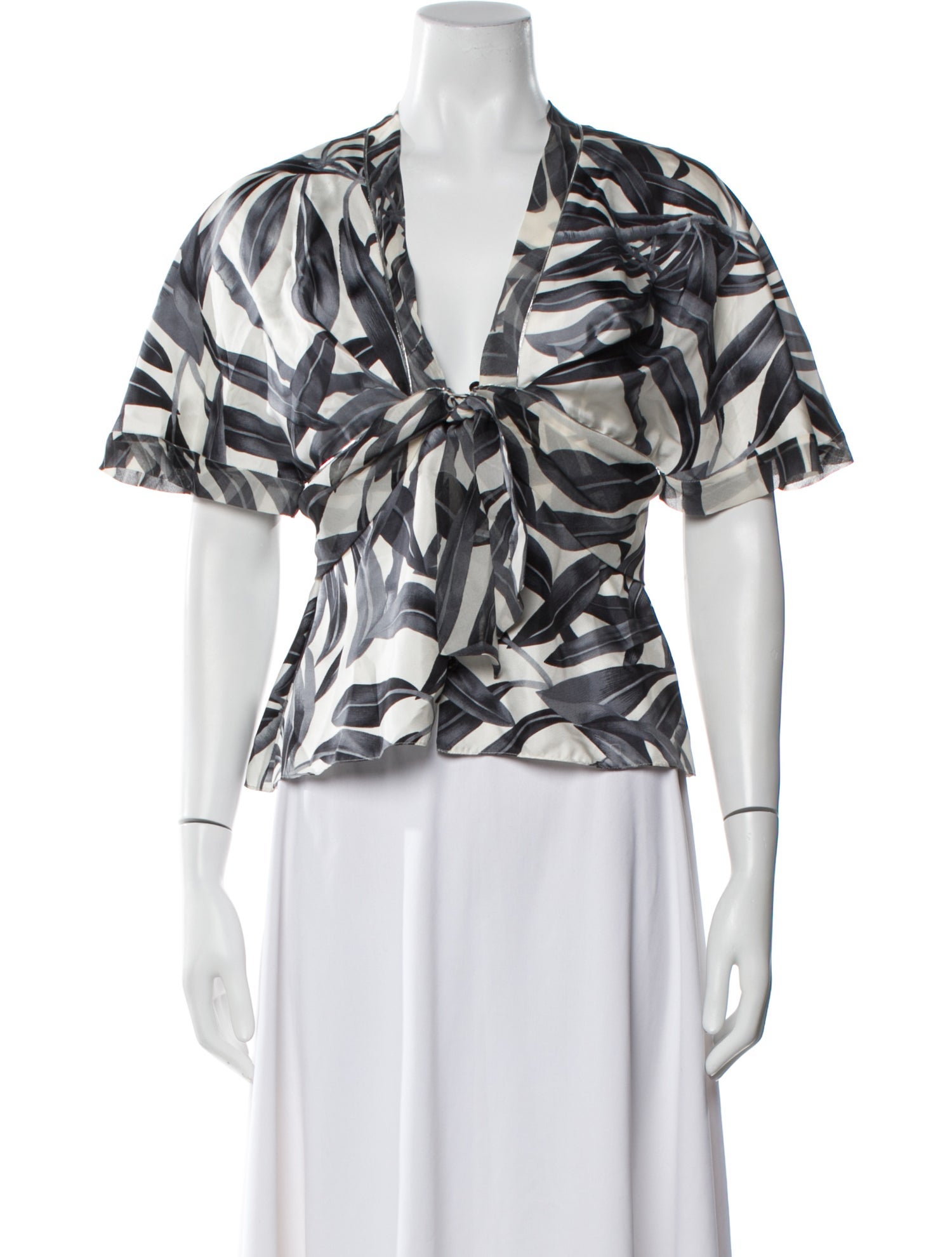 Badgley Mischka Printed V-Neck Crop Top
