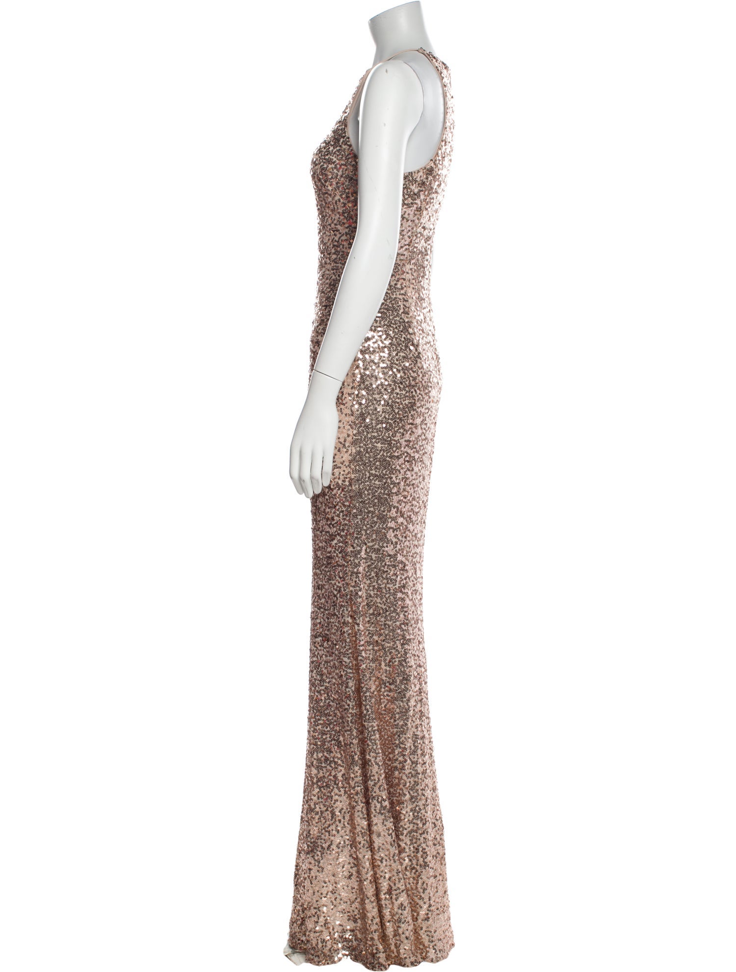 Badgley Mischka Crew Neck Long Dress