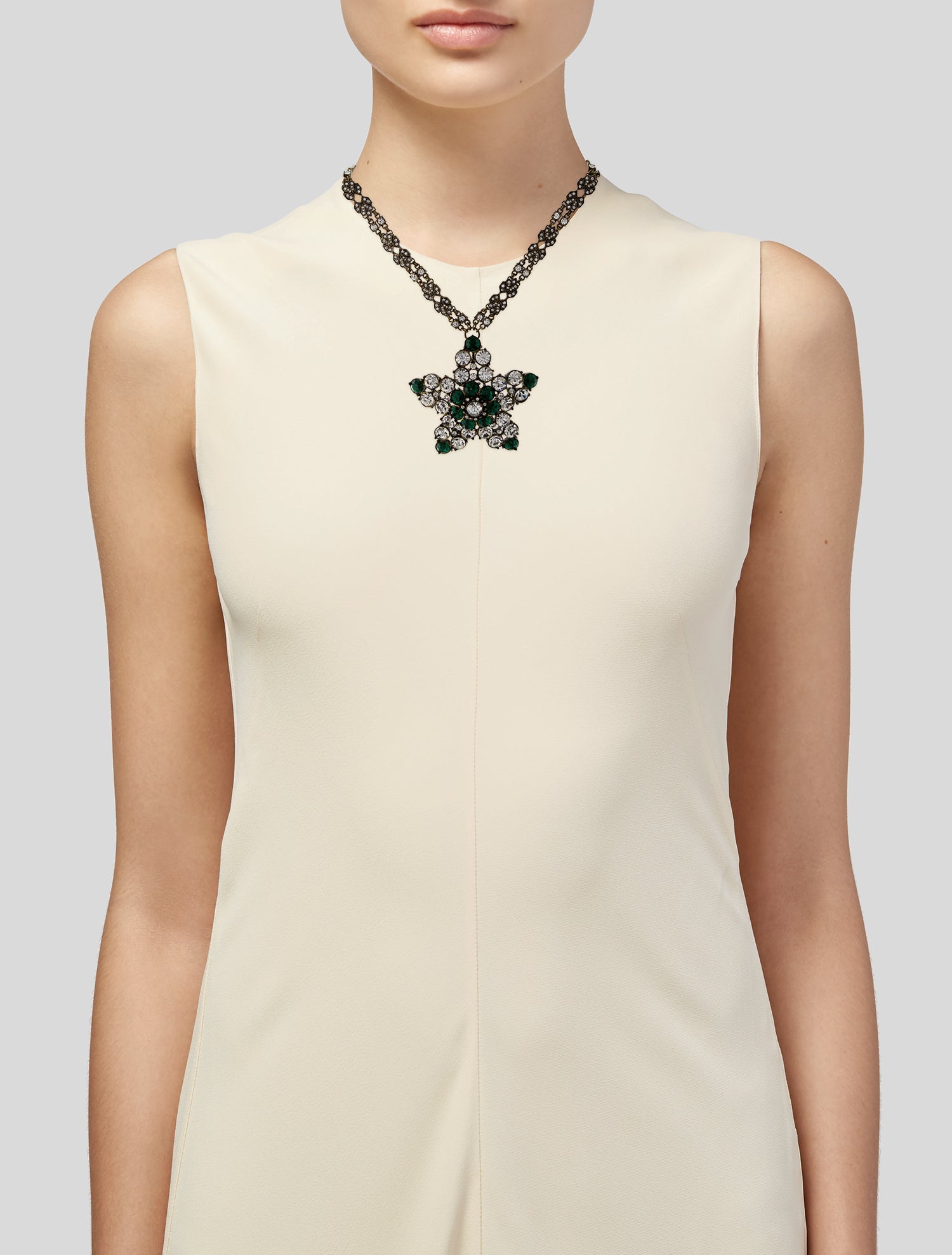 Badgley Mischka Crystal & Bead Star Pendant Necklace