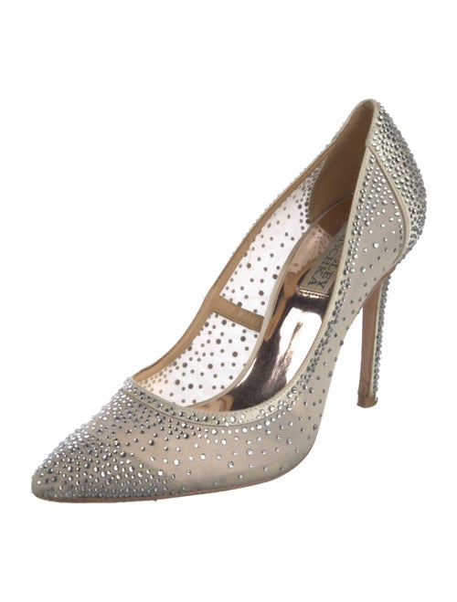 Badgley Mischka Mesh Crystal Embellishments Pumps