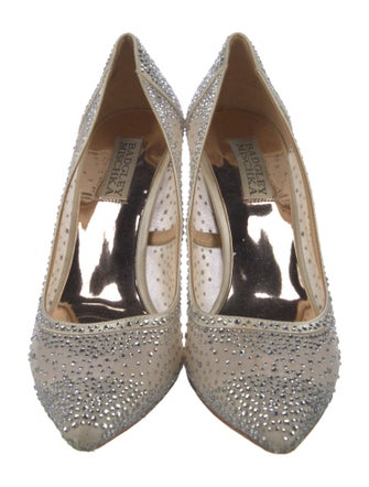 Badgley Mischka Mesh Crystal Embellishments Pumps