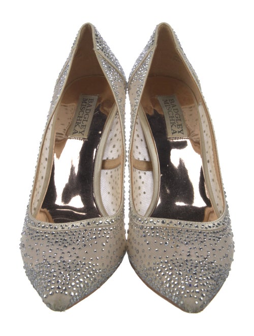 Badgley Mischka Mesh Crystal Embellishments Pumps