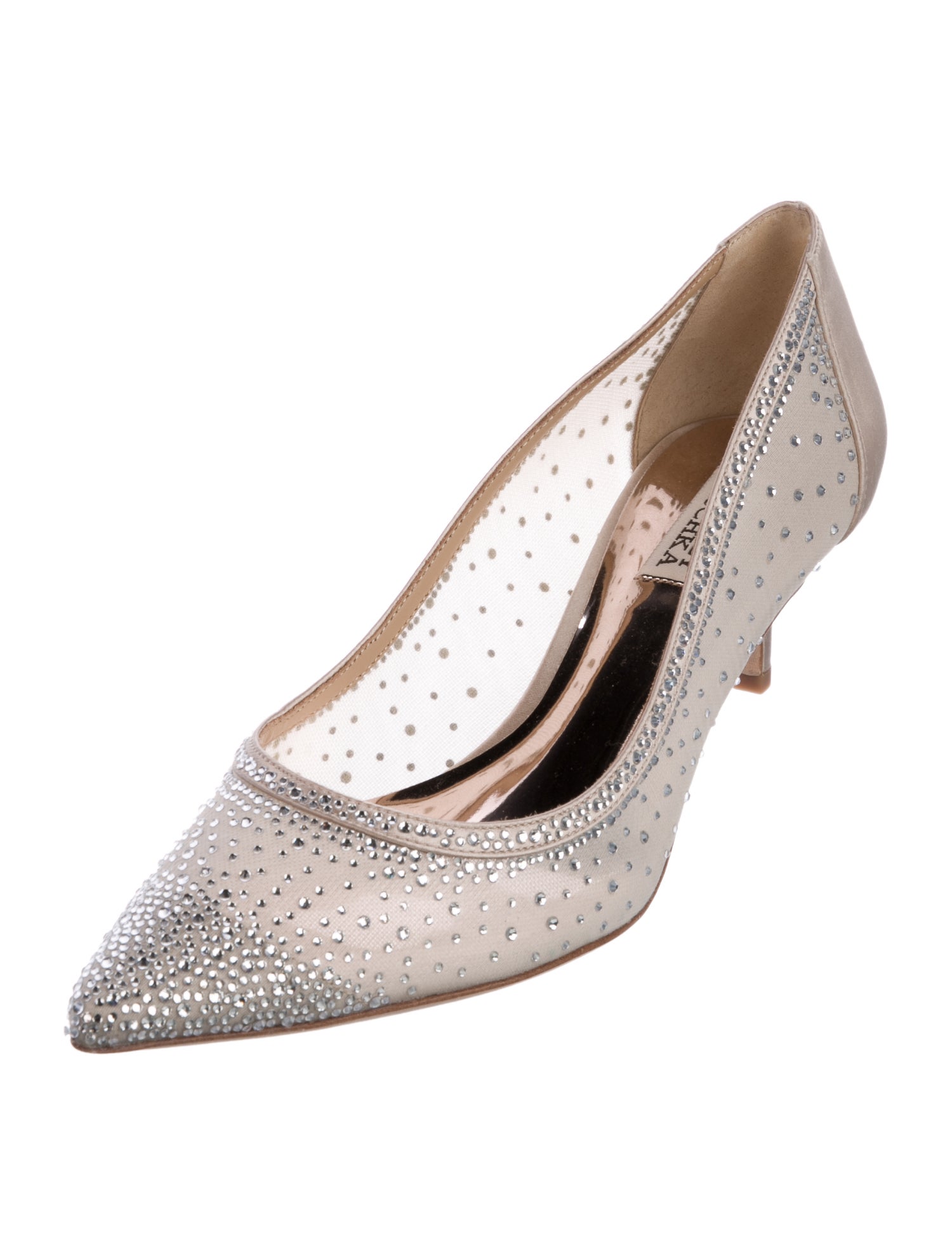 Badgley Mischka Mesh Crystal Embellishments Pumps