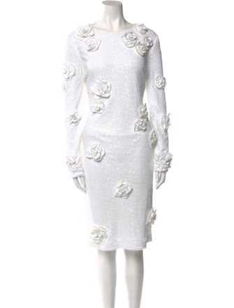 Badgley Mischka Bateau Neckline Knee-Length Dress