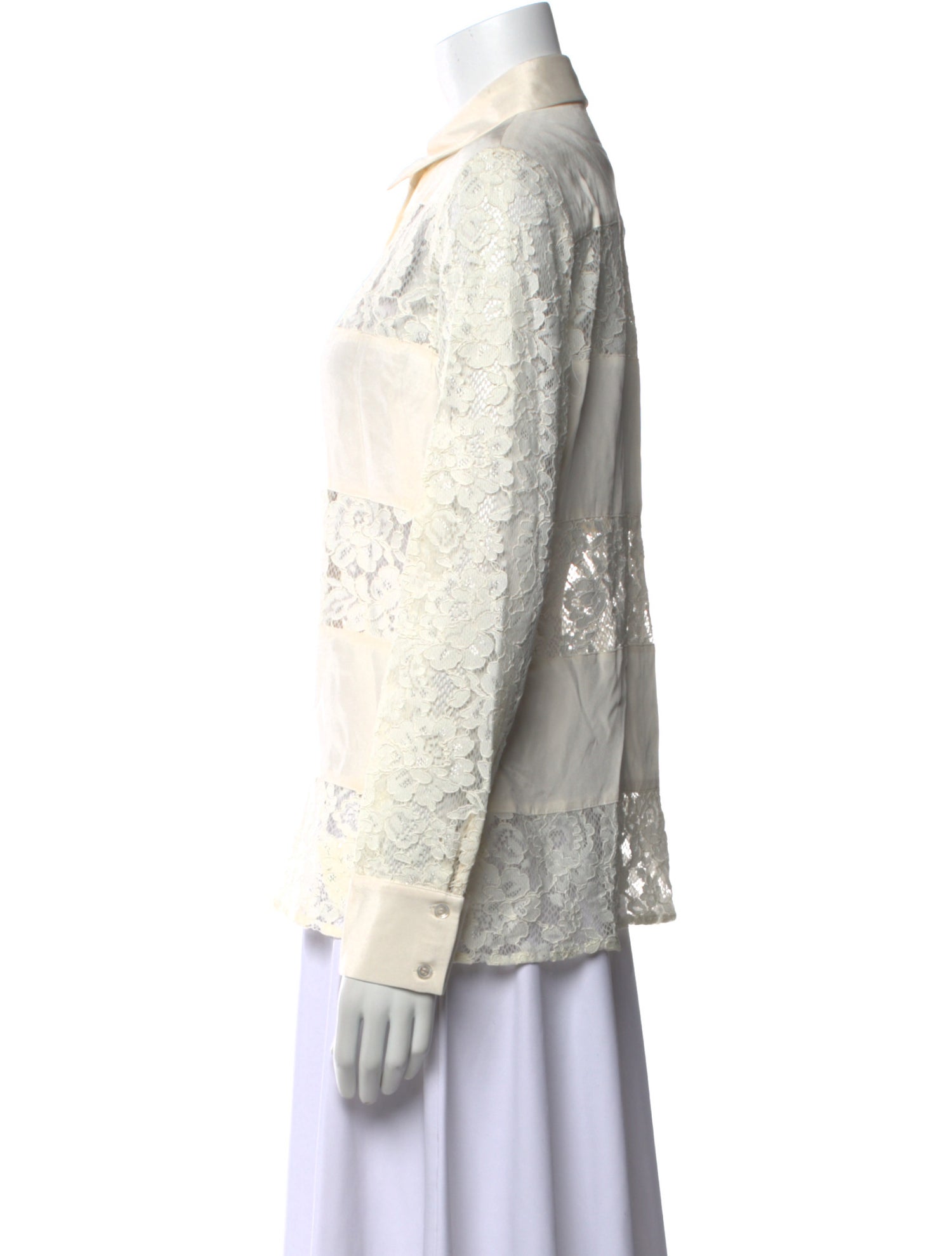 Badgley Mischka Silk Lace Pattern Button-Up Top w/ Tags