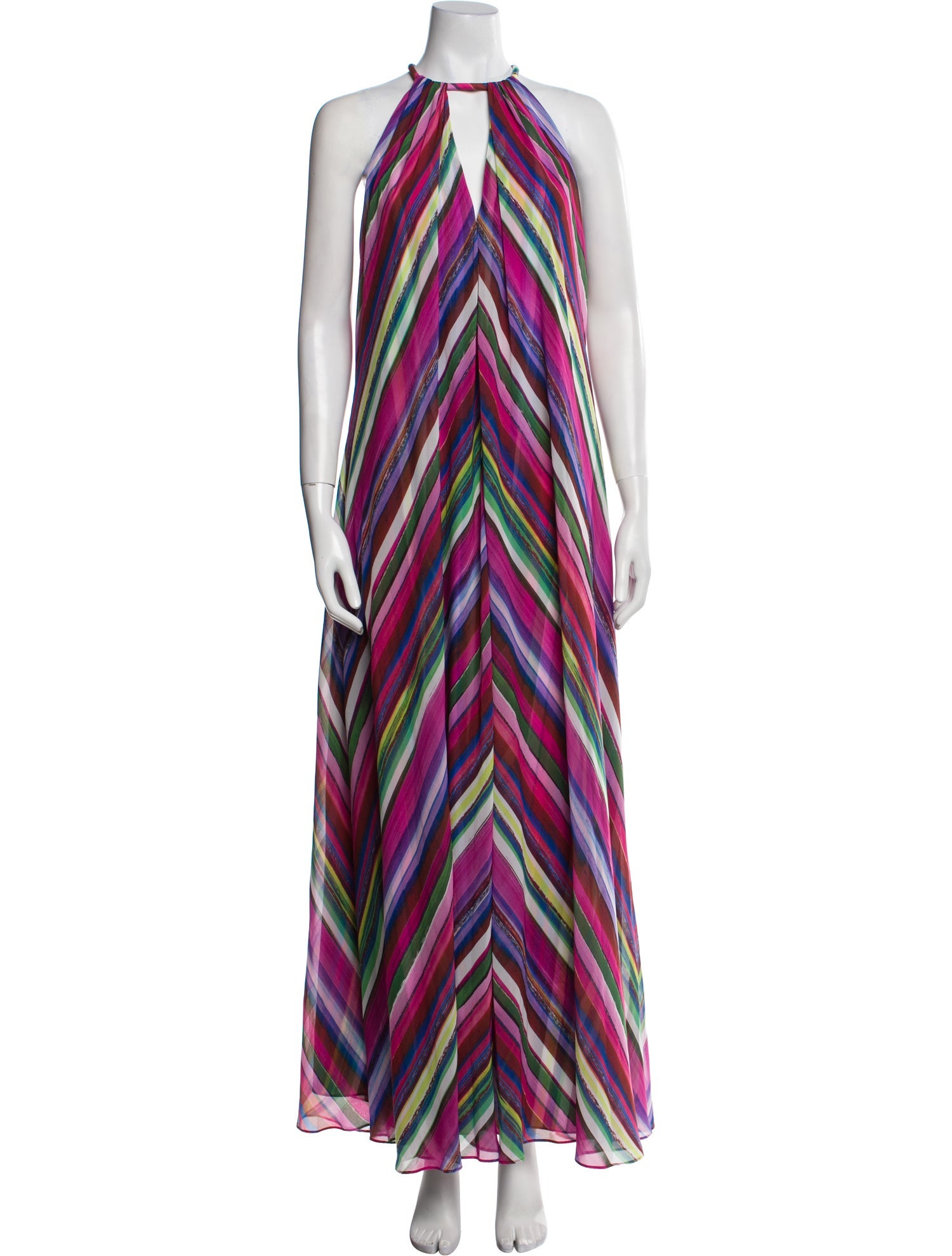 Badgley Mischka Striped Long Dress