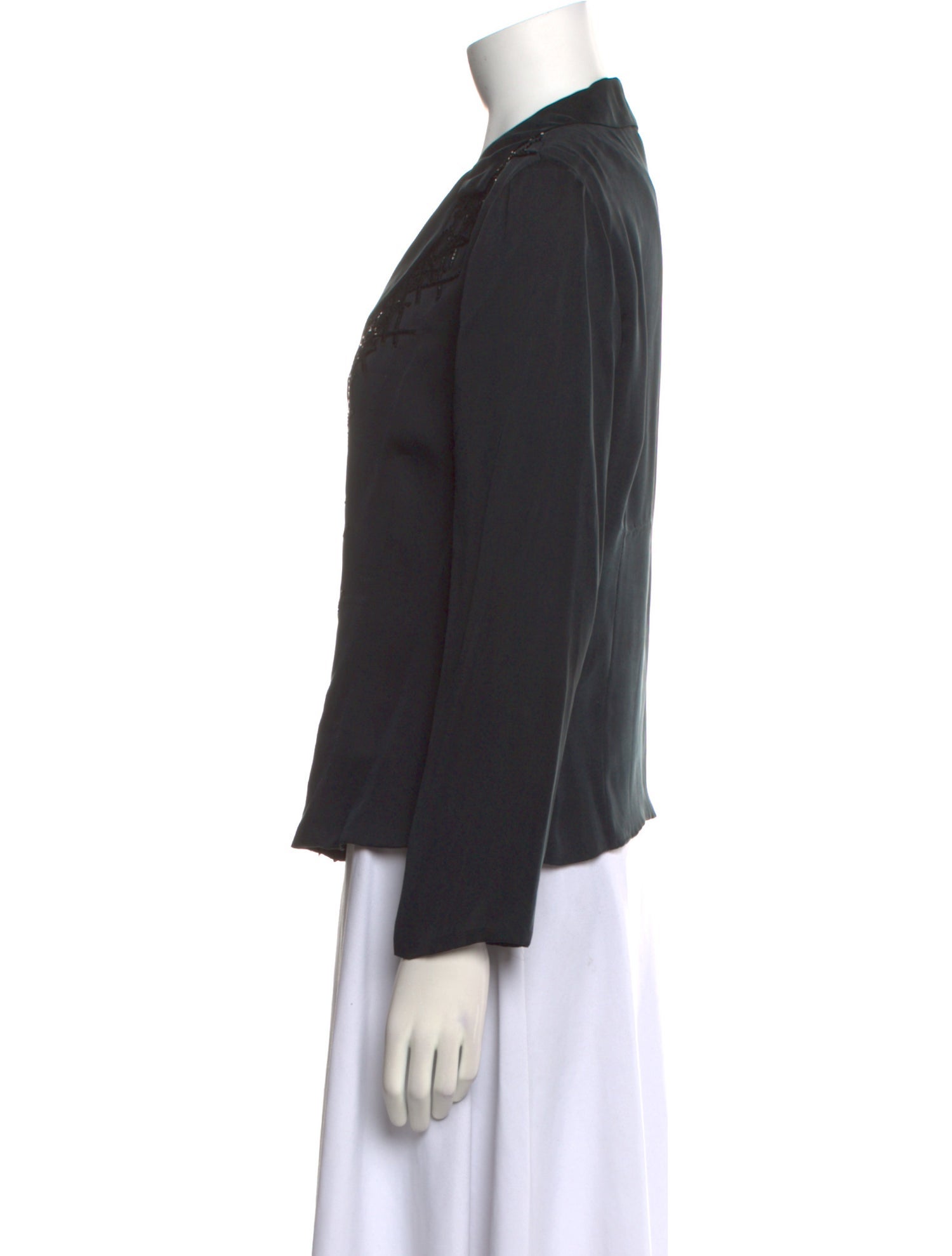 Badgley Mischka V-Neck Long Sleeve Button-Up Top