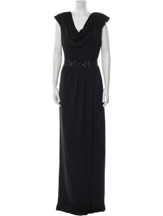 Badgley Mischka Cowl Neck Long Dress