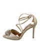 Badgley Mischka Satin Crystal Embellishments T-Strap Pumps