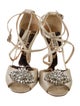 Badgley Mischka Satin Crystal Embellishments T-Strap Pumps