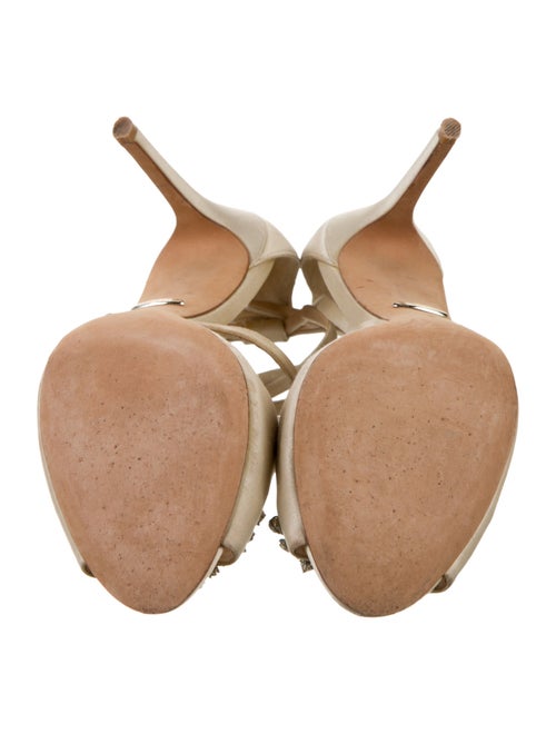 Badgley Mischka Satin Crystal Embellishments T-Strap Pumps